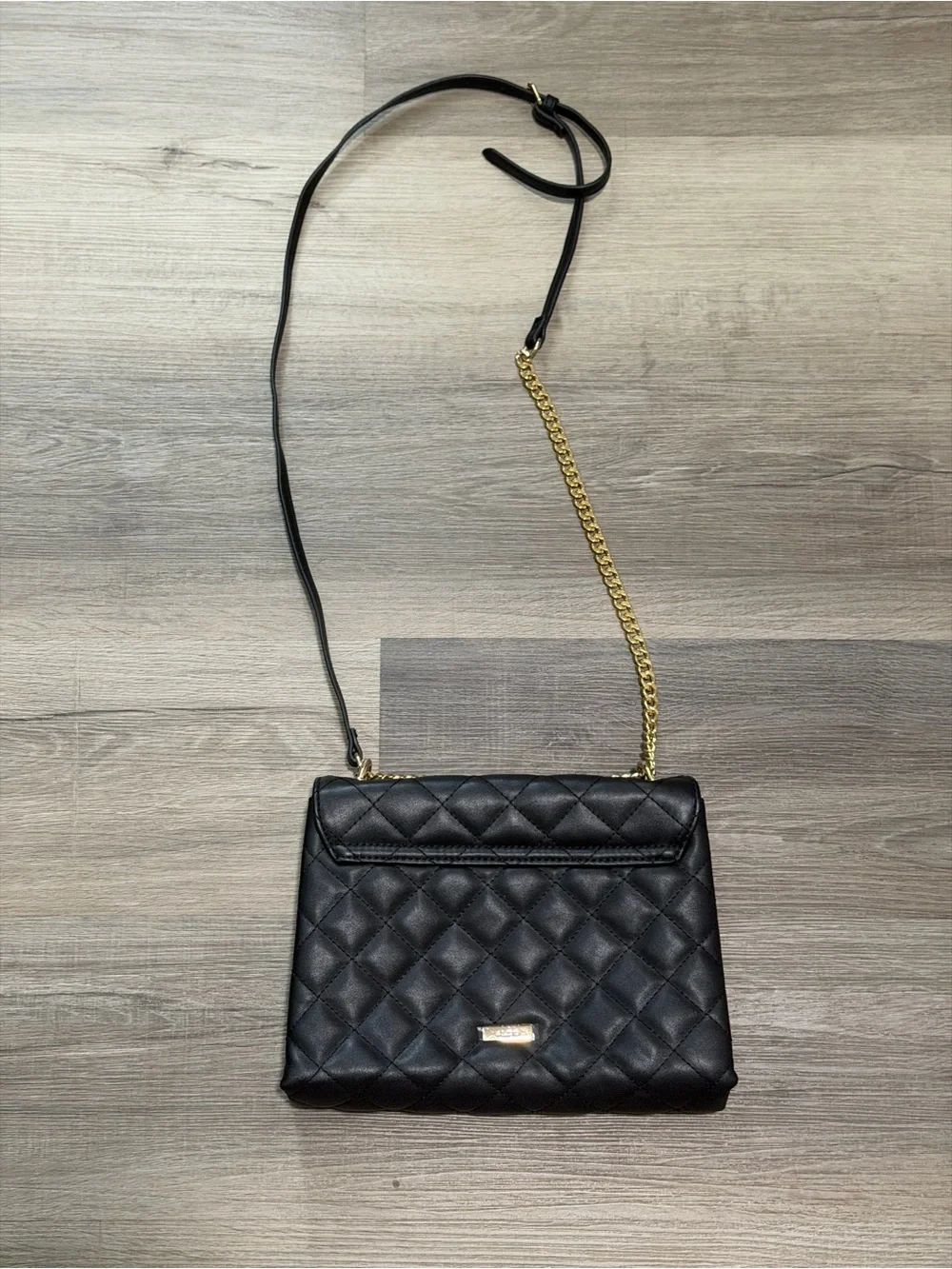Aldo Black Quilted Crossbody with Gold Chain